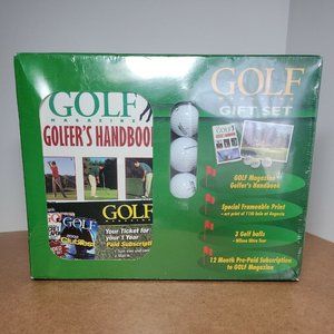 Sealed Golf Magazine Gift Set - Golfer's Handbook, Frameable Print, 3 Golf Balls